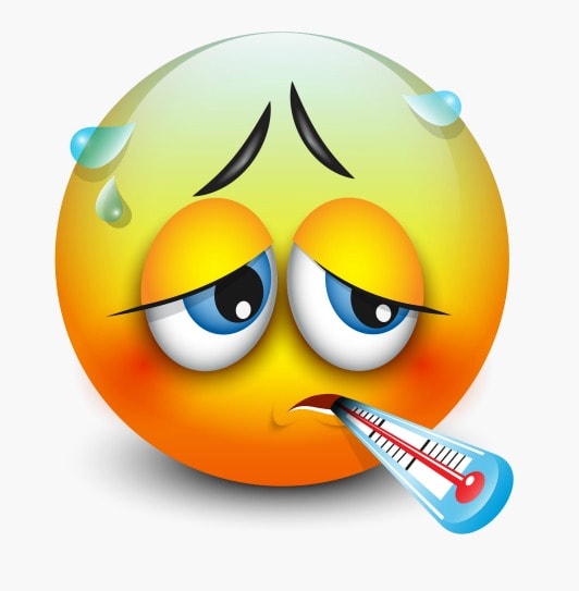 Sick Emoji with thermometer
