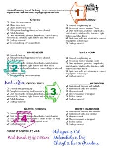 SavvyCleaner.com house cleaning worksheets (page 1)