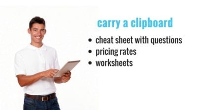 carry a clipboard to bid cleaning jobs