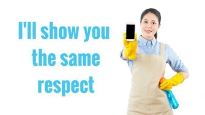  maid-shows-respect-not-talking-while-cleaning