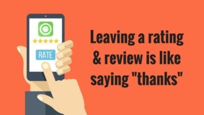 cartoon hand leaves rating and review as tip for job well done