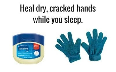 Heal dry, cracked hands while you sleep with Vaseline and cloth gloves