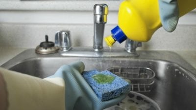 Green Cleaning soapy sponge