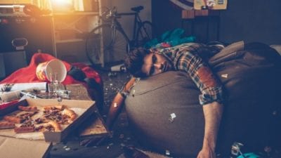 Man passed out in messy house that needs organizing