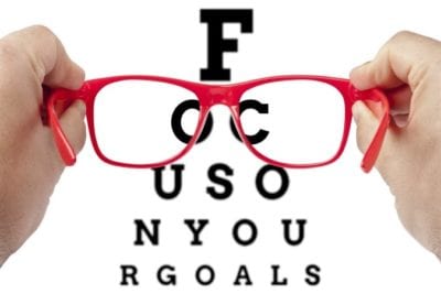 Speed Cleaning Focus on Your Goals text through reading glasses