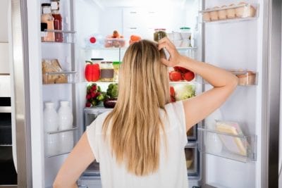 Go Full Time, Woman Staring at Open Refrigerator