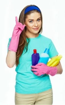 One-Offs, Woman in Cleaning Attire Holding Up One Finger