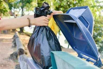 Shoes, Shoe Covers, Throwing Away Trash