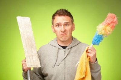 Qualifications for House Cleaning, Man Confused by Dusters