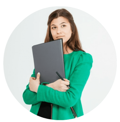 Sample Contract, Woman Holding Folder