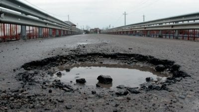 Social Media Presence pothole on desolate road