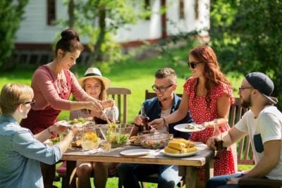 Hired by Friends and Family, Adults Eating Outside