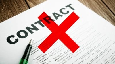 Suspend House Cleaning Service crossed out contract
