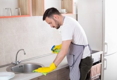 Where Does Stuff Go, Man Cleaning Kitchen