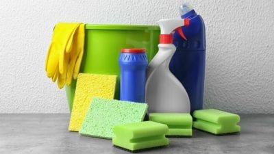 Cruelty-Free Cleaning Products cleaning chemicals, white background