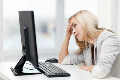 But it's free, Frustrated Woman at Computer