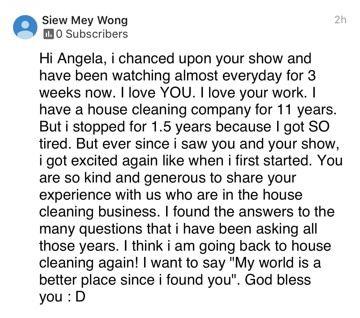 I love your work, Ask a House Cleaner Testimonial