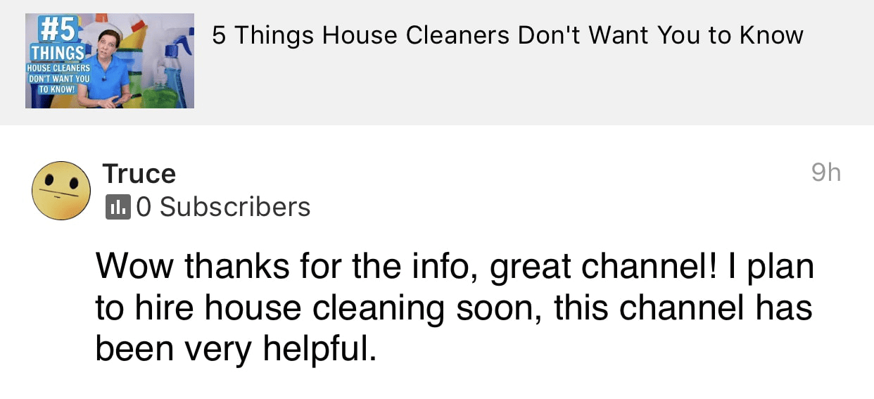 Great channel, Ask a House Cleaner Testimonial