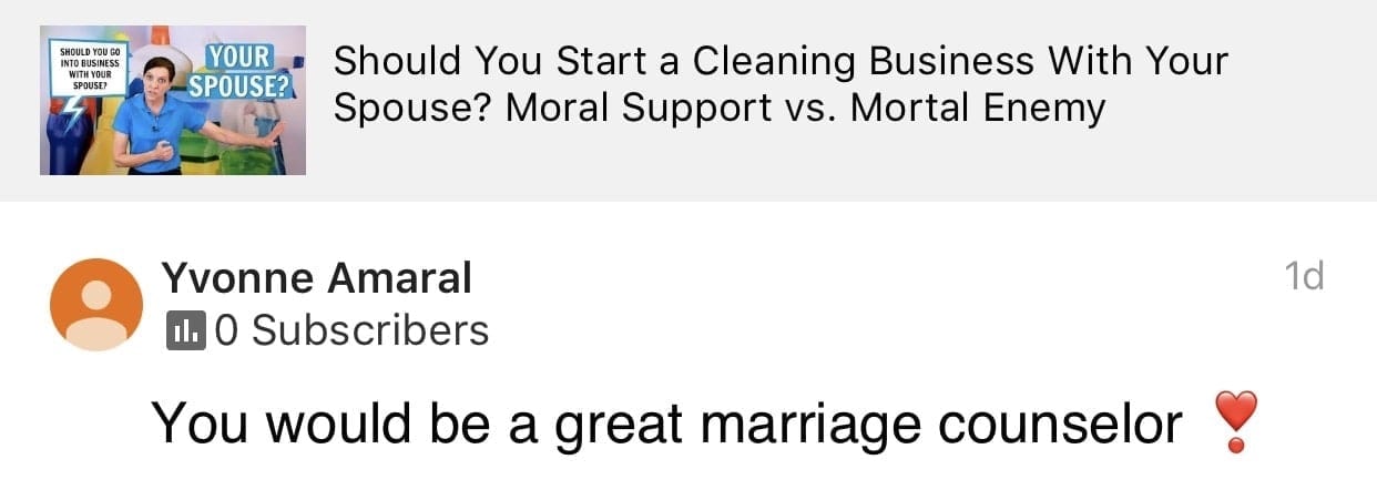 Marriage counselor, Ask a House Cleaner Testimonial
