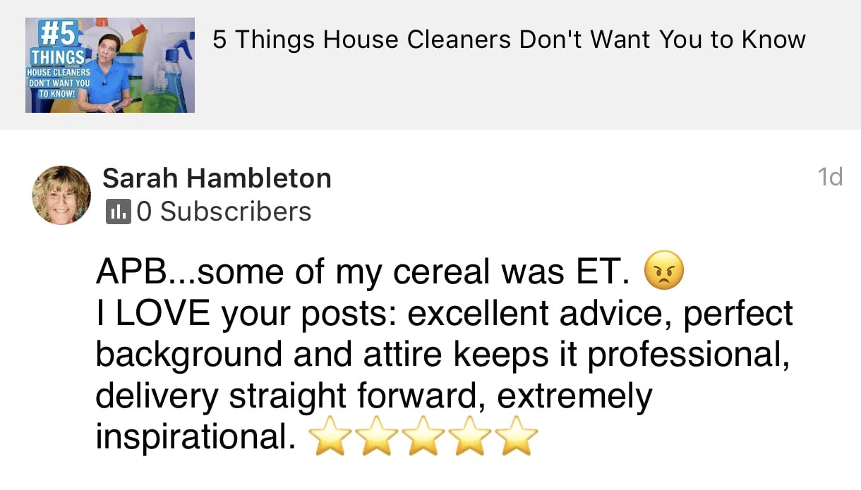 Perfect background, Ask a House Cleaner Testimonial