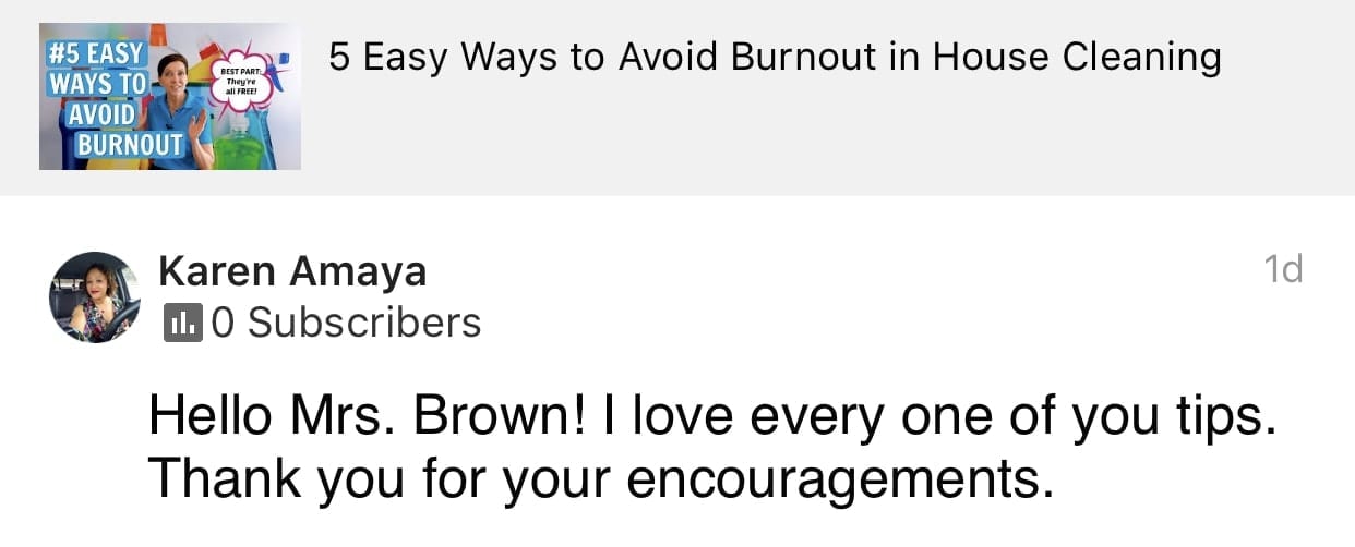 Your encouragements, Ask a House Cleaner Testimonial