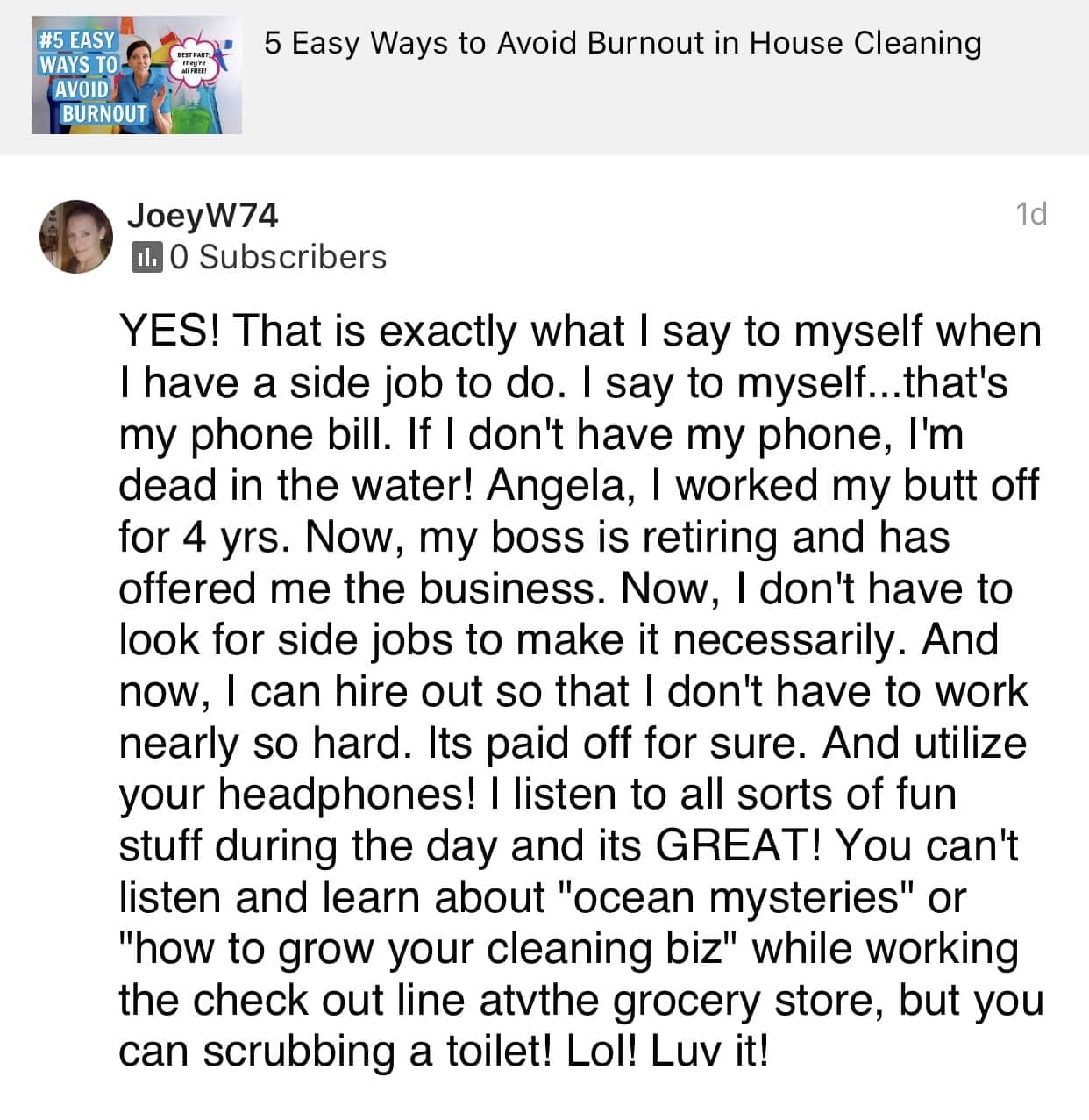 That's exactly, Ask a House Cleaner Testimonial
