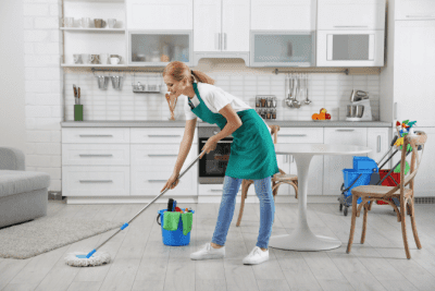 Charity Cleaning, House Cleaner Mopping Floor
