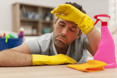 The Ugly Truth About Move-in Move-Out Cleans, Man Tired from Cleaning