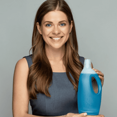 Customers Insist You Use Their Cleaning Supplies, Woman Holds Bottle