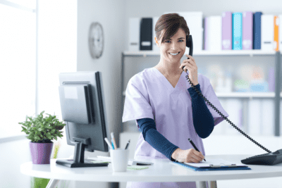 Exact Times or a Range, Woman Answers Phone Medical Office
