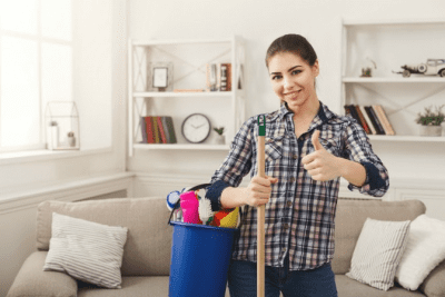Getting Started in the Cleaning Biz, Cleaner Giving Thumbs Up