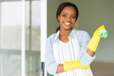 Getting Started in the Cleaning Biz, Cleaner Smiling
