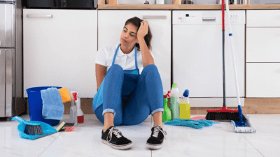 How to Turn Down a Job housecleaner sitting on floor exhausted