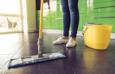 No Business Plan, House Cleaner Mopping Tile Floor