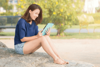 No Business Plan, Woman Reading EbookNo Business Plan, Woman Reading Ebook