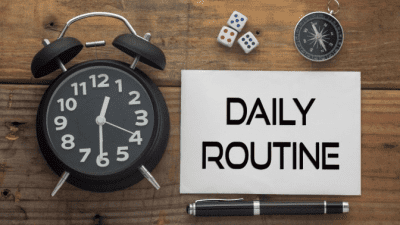 Tips for New Moms daily routine sign and clock