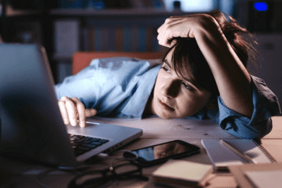 Should Employees Know What You Charge, Tired Woman on Computer