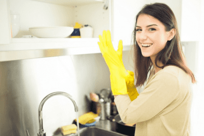 Should Employees Know What You Charge, Woman Wearing Cleaning Gloves
