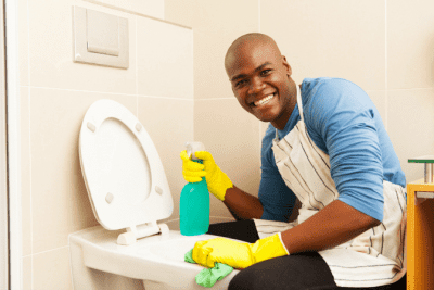 Cleaning By Myself - Can I Be Successful, Man Cleaning Toilet