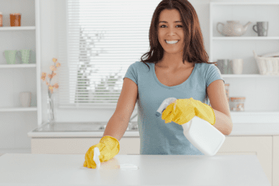 Cleaning By Myself - Can I Be Successful, Woman Cleaning Kitchen Counter