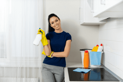 Cleaning By Myself - Can I Be Successful, Woman with Cleaning Products
