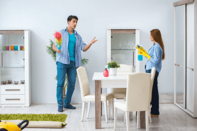 House Cleaning Mistakes 4-7, Couple Arguing in Home