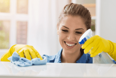 Sending Teams Back Out, Woman Cleaning Counter