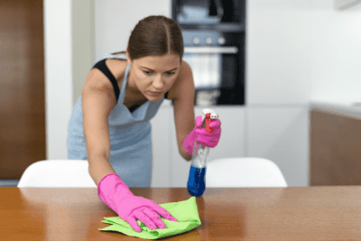 Sending Teams Back Out, Woman Cleaning Table