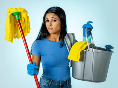 Unconscious Leadership, Unhappy Woman Cleaning