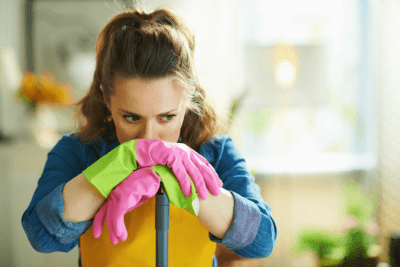 Business or Job, Woman Thinking While Cleaning