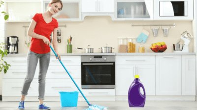 Have You Ever Heard of XYZ Product, Woman Mopping Kitchen Floor