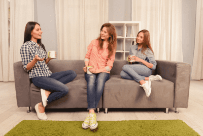 I Hired My Friend to Clean My House, Three Women Talking on Couch