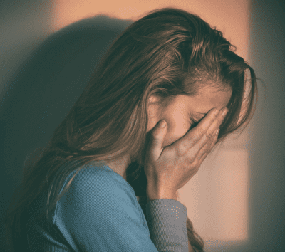 Interrupted While Cleaning, Woman Crying In Hands