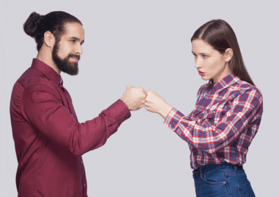 Conflict Resolution for House Cleaners, Woman and Man Fist Bump
